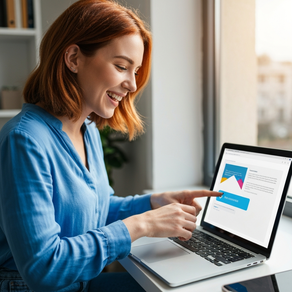Happy user opening email and clicking the link