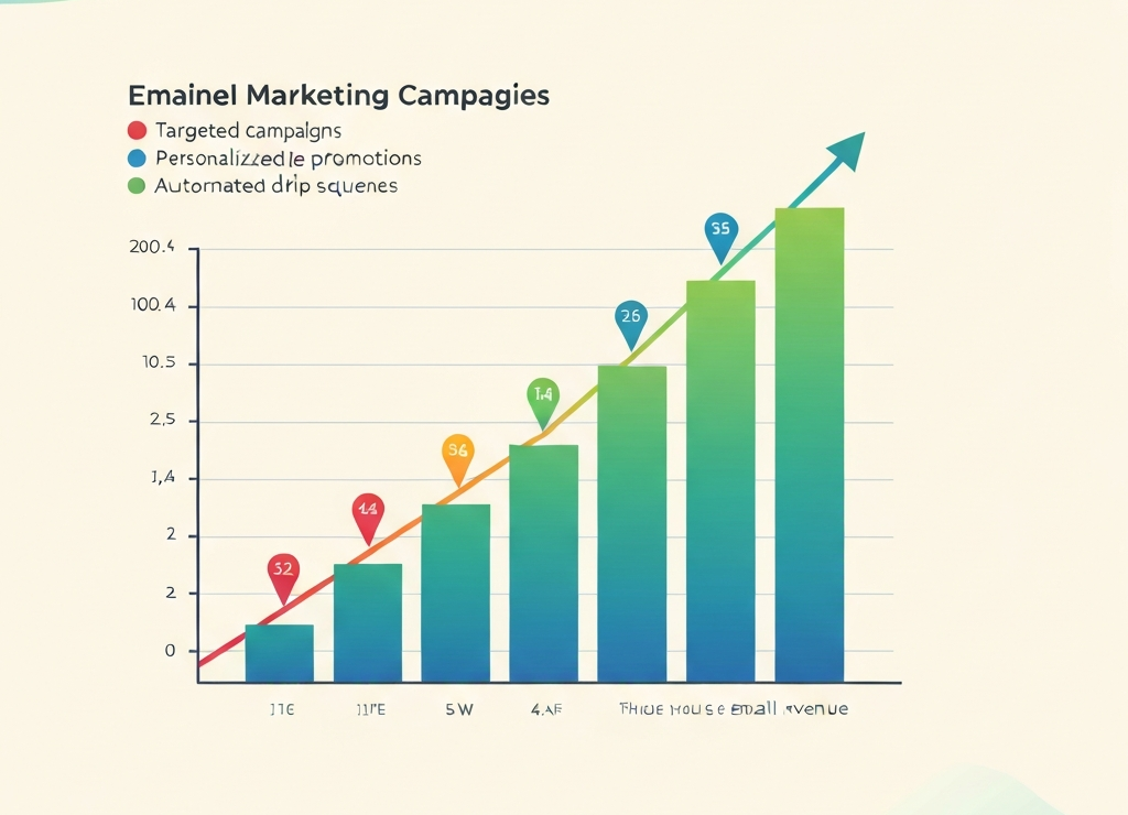 Increasing revenue graph with email marketing