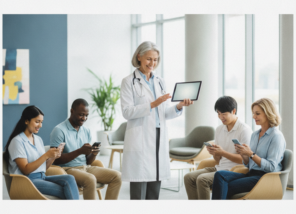 Doctor with tablet — social media marketing for healthcare